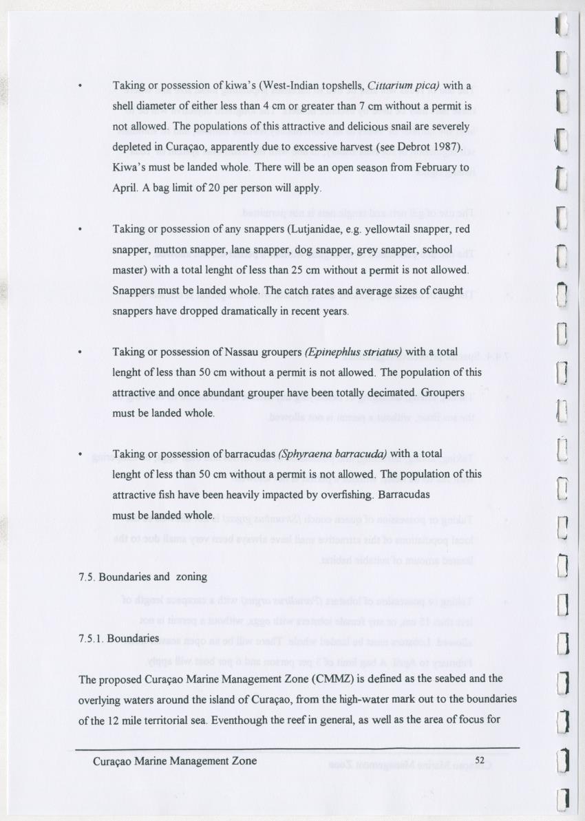 z Curacao marine management zone - A plan for sustainable use of Curacao's reef resources - New Page
