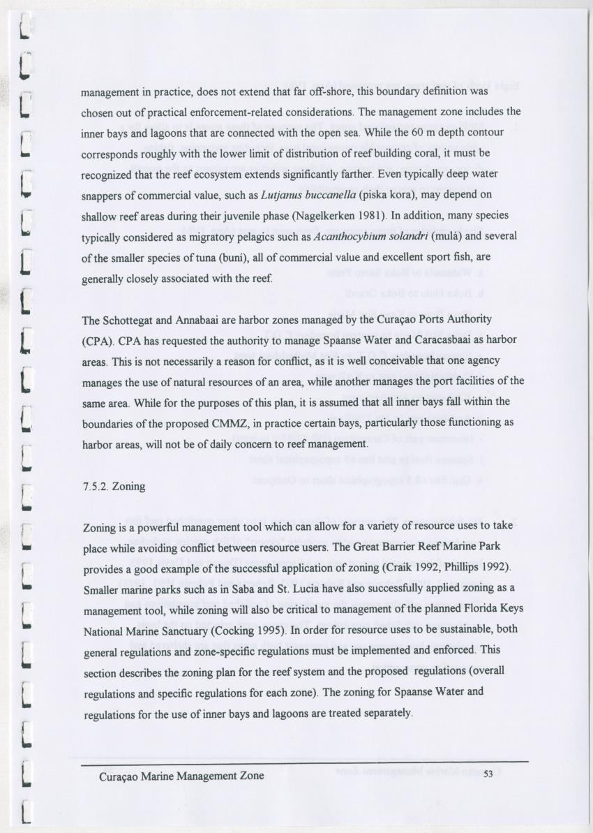 z Curacao marine management zone - A plan for sustainable use of Curacao's reef resources - New Page