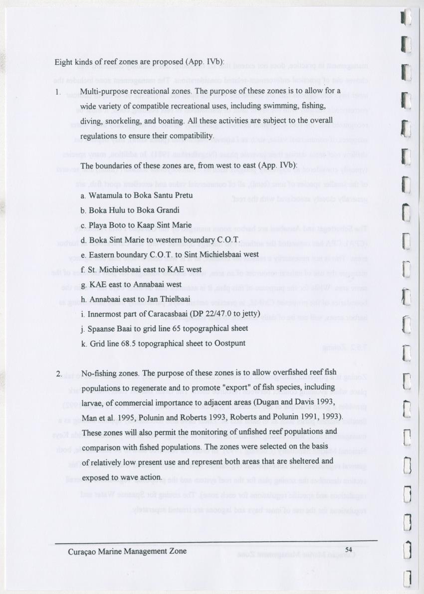 z Curacao marine management zone - A plan for sustainable use of Curacao's reef resources - New Page