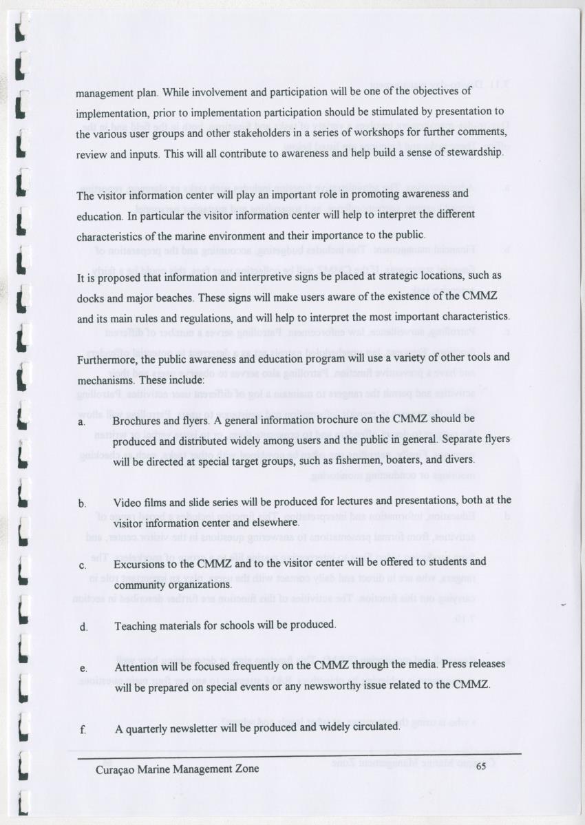 z Curacao marine management zone - A plan for sustainable use of Curacao's reef resources - New Page