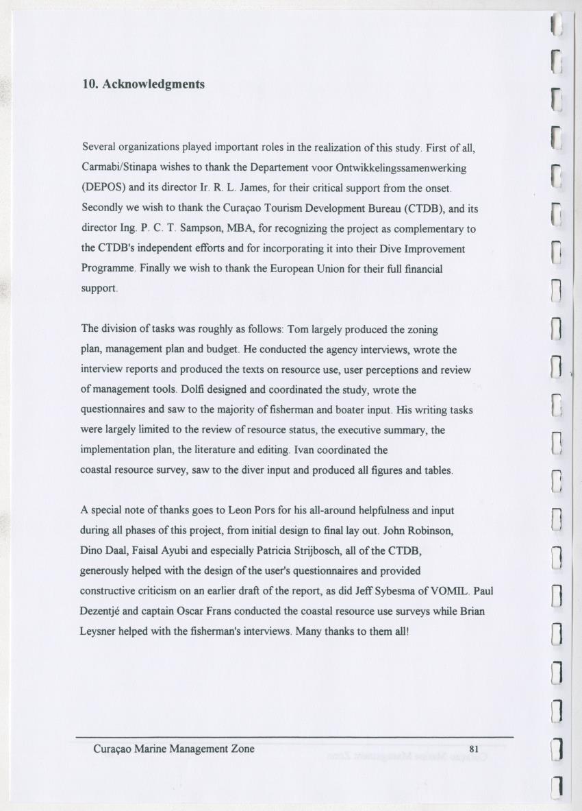 z Curacao marine management zone - A plan for sustainable use of Curacao's reef resources - New Page