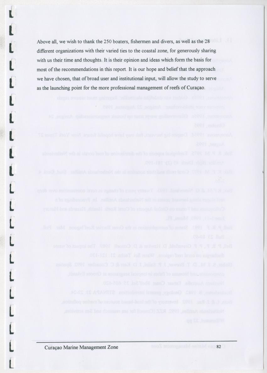 z Curacao marine management zone - A plan for sustainable use of Curacao's reef resources - New Page