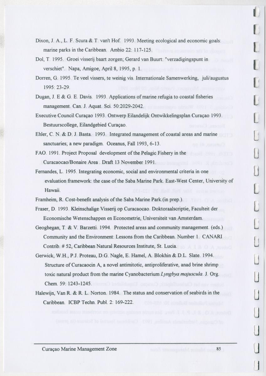 z Curacao marine management zone - A plan for sustainable use of Curacao's reef resources - New Page