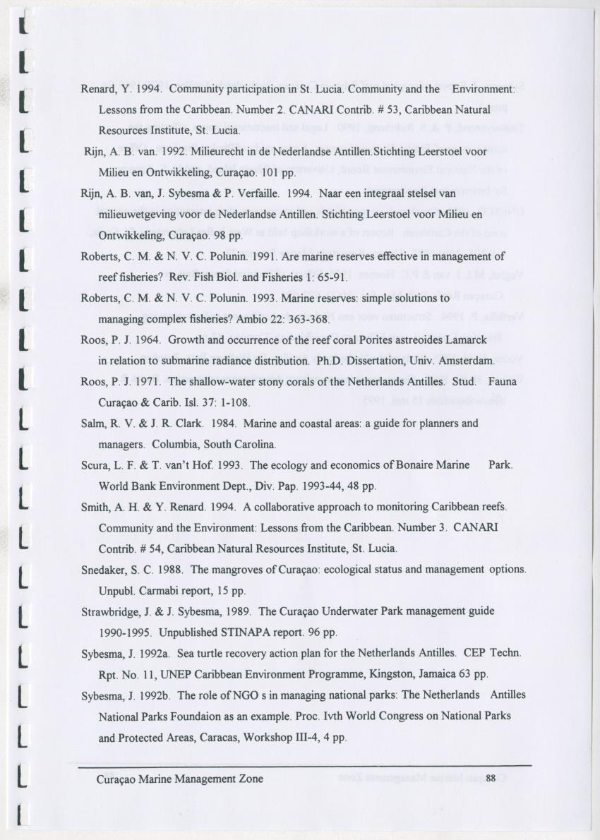 z Curacao marine management zone - A plan for sustainable use of Curacao's reef resources - New Page