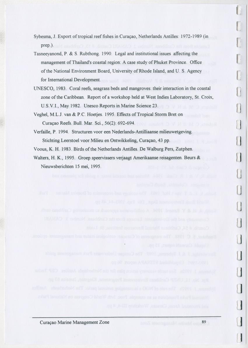z Curacao marine management zone - A plan for sustainable use of Curacao's reef resources - New Page
