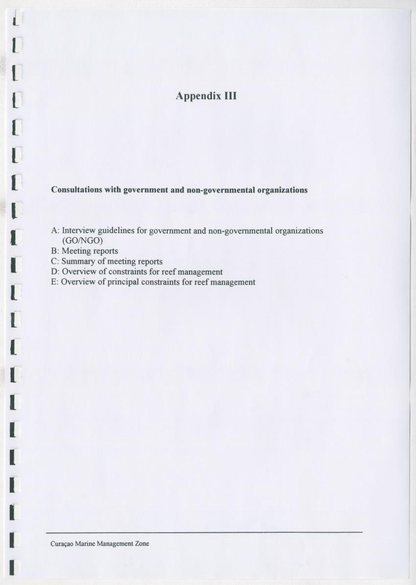 z Curacao marine management zone - A plan for sustainable use of Curacao's reef resources - New Page