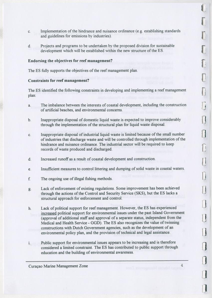 z Curacao marine management zone - A plan for sustainable use of Curacao's reef resources - New Page