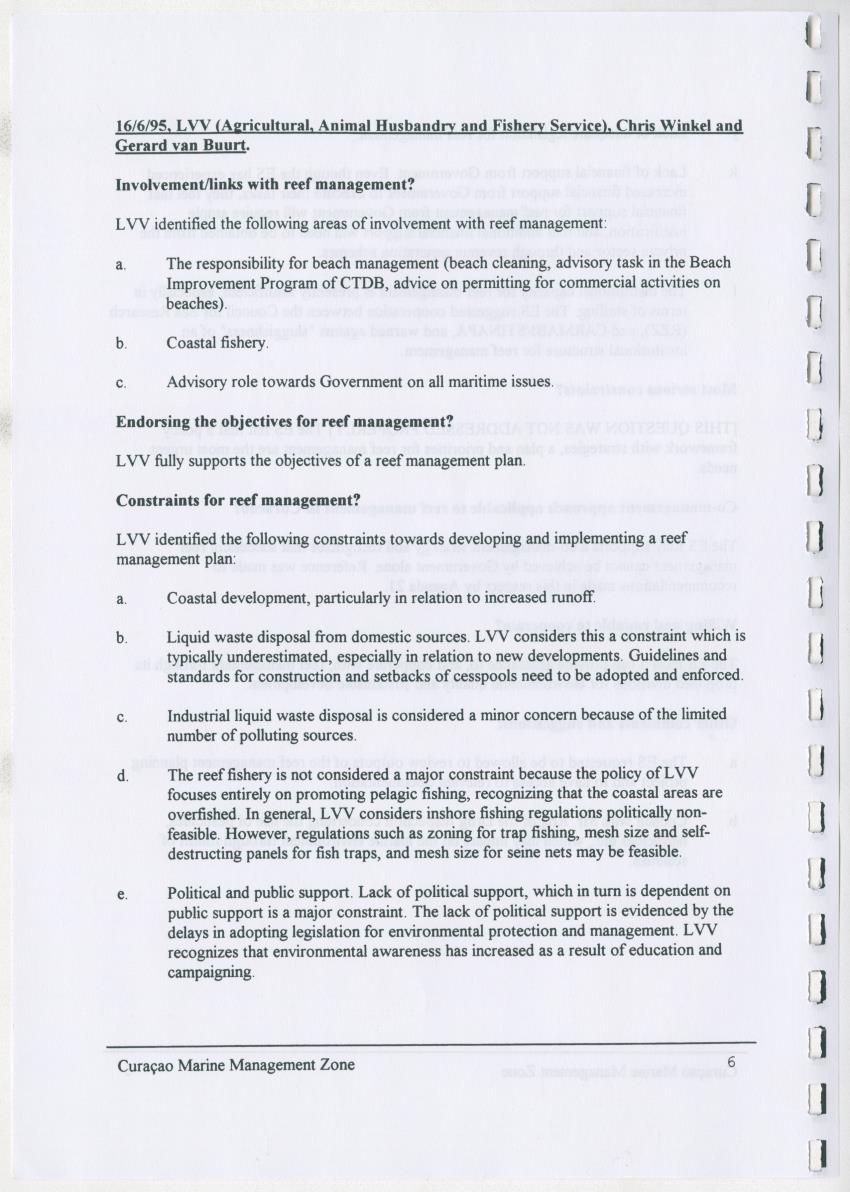 z Curacao marine management zone - A plan for sustainable use of Curacao's reef resources - New Page
