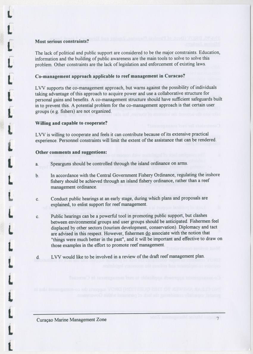 z Curacao marine management zone - A plan for sustainable use of Curacao's reef resources - New Page