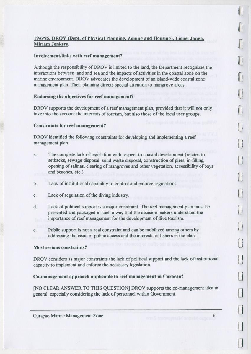 z Curacao marine management zone - A plan for sustainable use of Curacao's reef resources - New Page