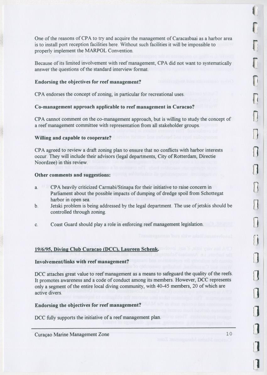 z Curacao marine management zone - A plan for sustainable use of Curacao's reef resources - New Page