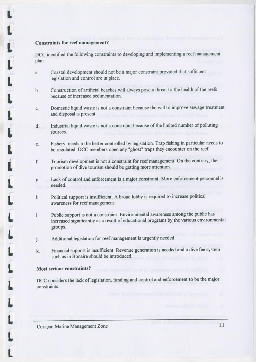 z Curacao marine management zone - A plan for sustainable use of Curacao's reef resources - New Page