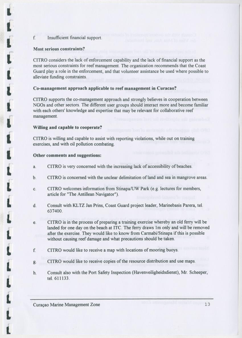 z Curacao marine management zone - A plan for sustainable use of Curacao's reef resources - New Page