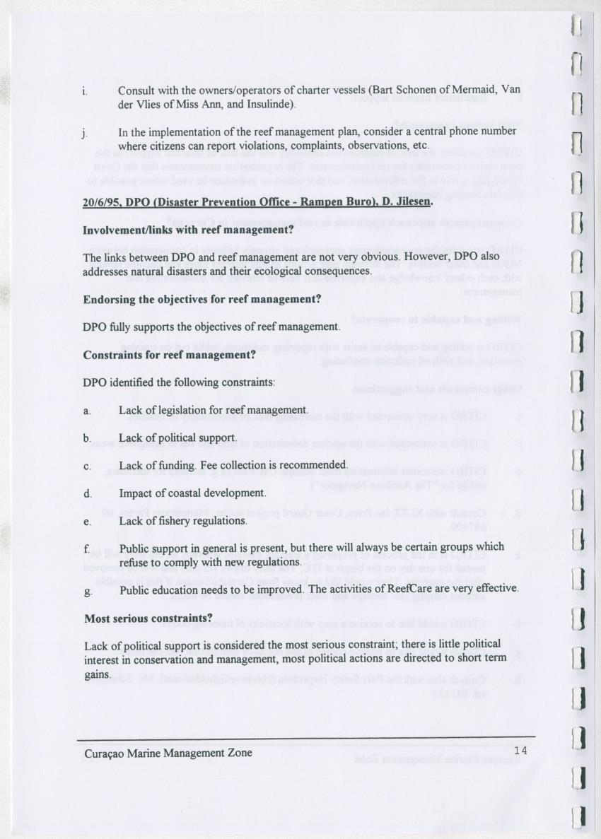z Curacao marine management zone - A plan for sustainable use of Curacao's reef resources - New Page