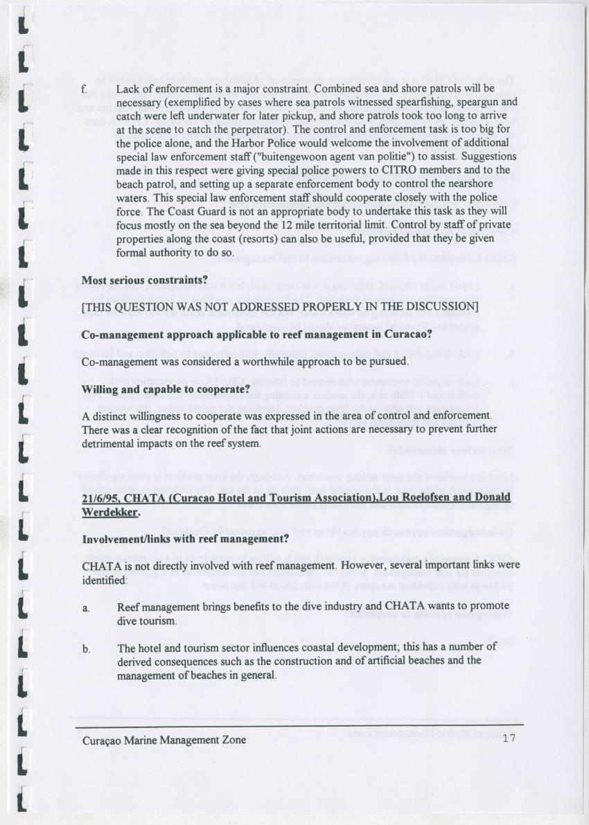 z Curacao marine management zone - A plan for sustainable use of Curacao's reef resources - New Page