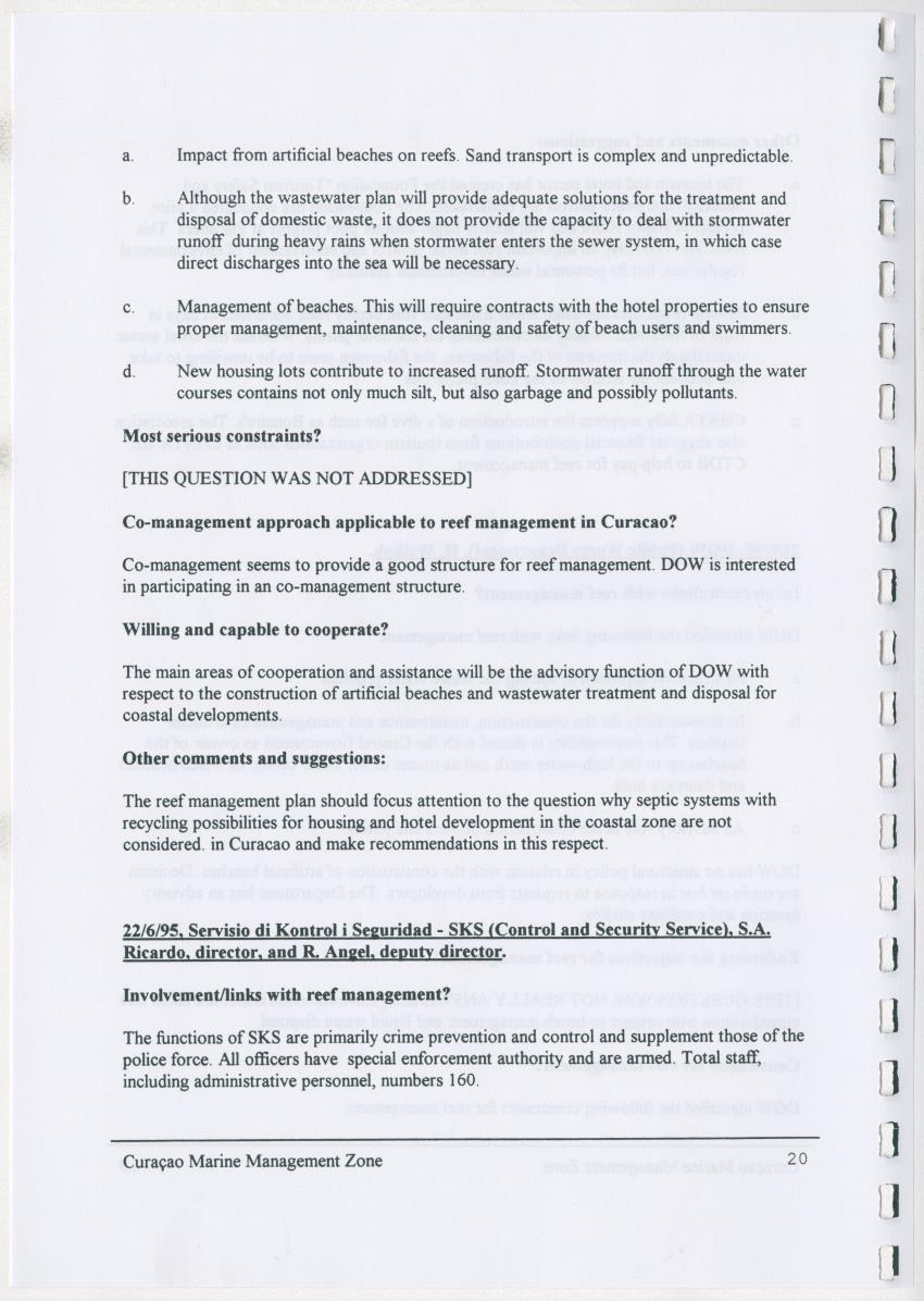 z Curacao marine management zone - A plan for sustainable use of Curacao's reef resources - New Page