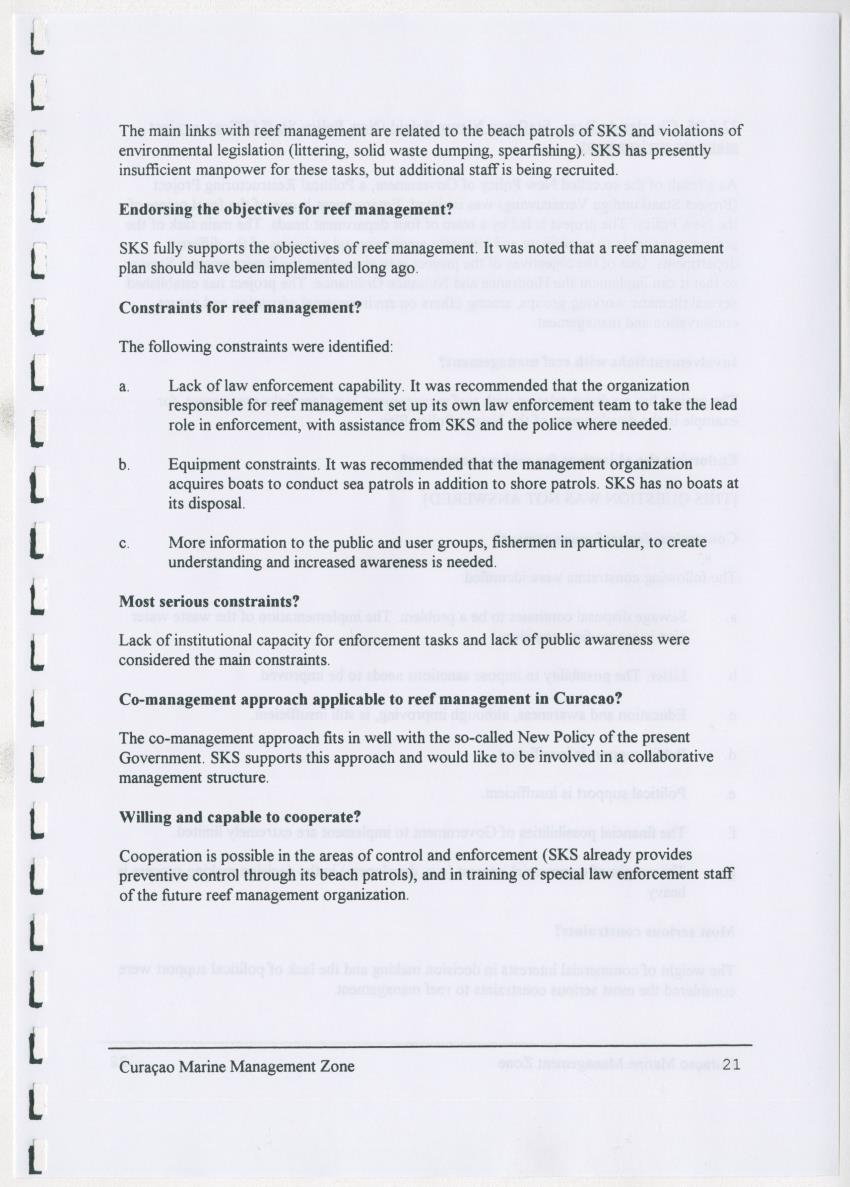 z Curacao marine management zone - A plan for sustainable use of Curacao's reef resources - New Page