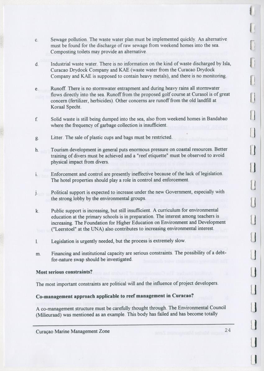 z Curacao marine management zone - A plan for sustainable use of Curacao's reef resources - New Page