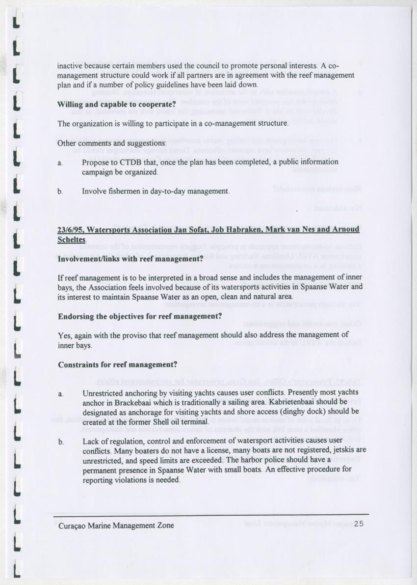 z Curacao marine management zone - A plan for sustainable use of Curacao's reef resources - New Page