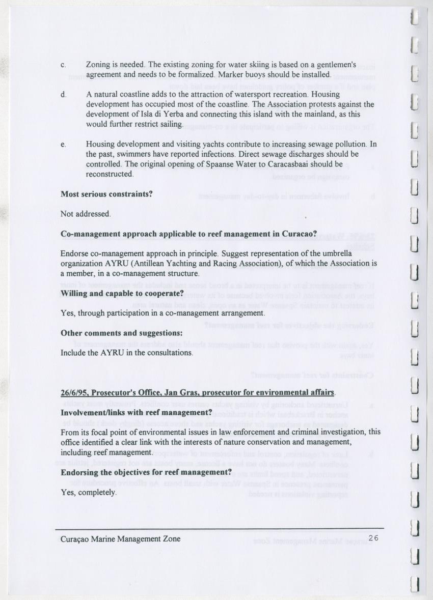 z Curacao marine management zone - A plan for sustainable use of Curacao's reef resources - New Page