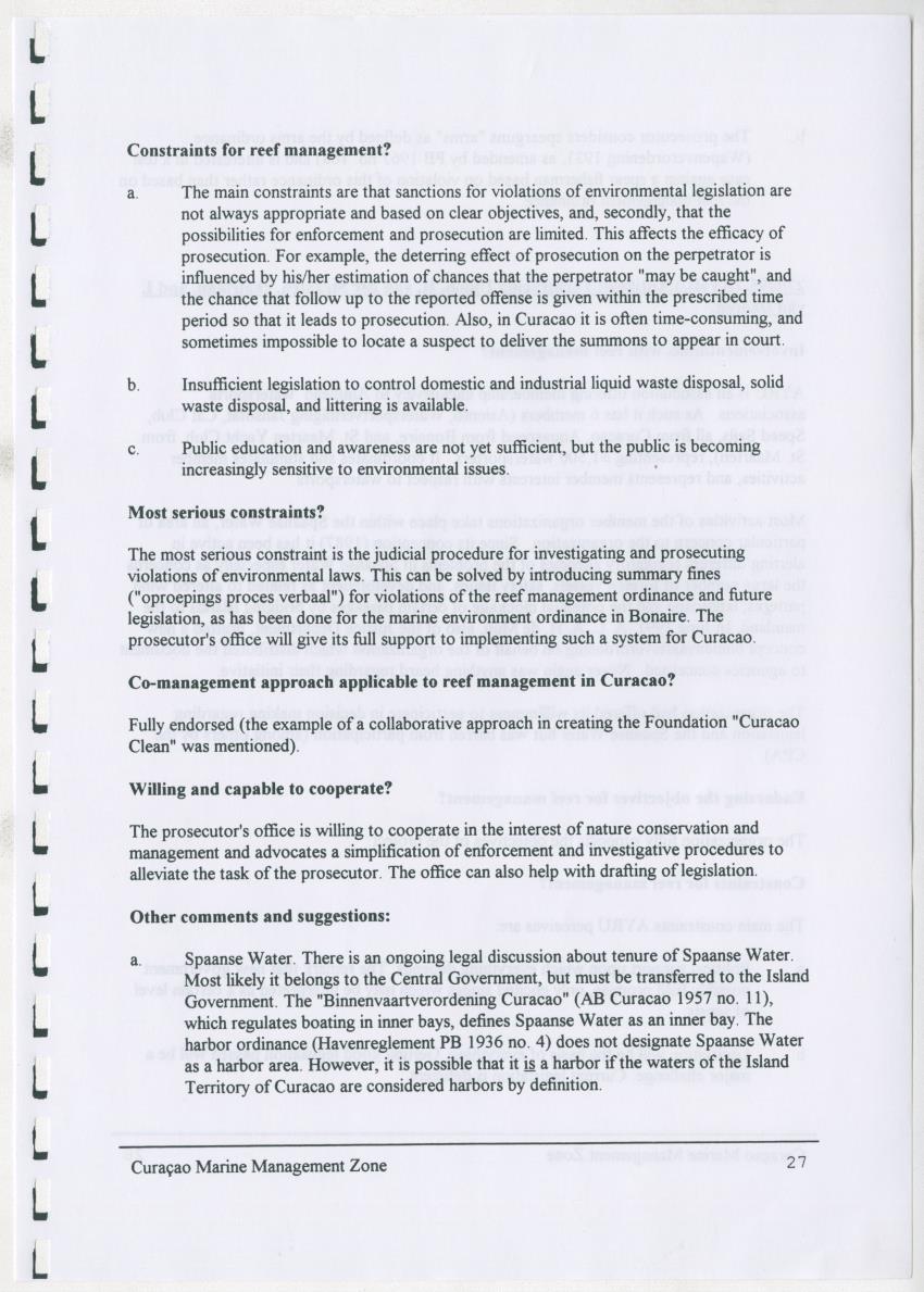 z Curacao marine management zone - A plan for sustainable use of Curacao's reef resources - New Page