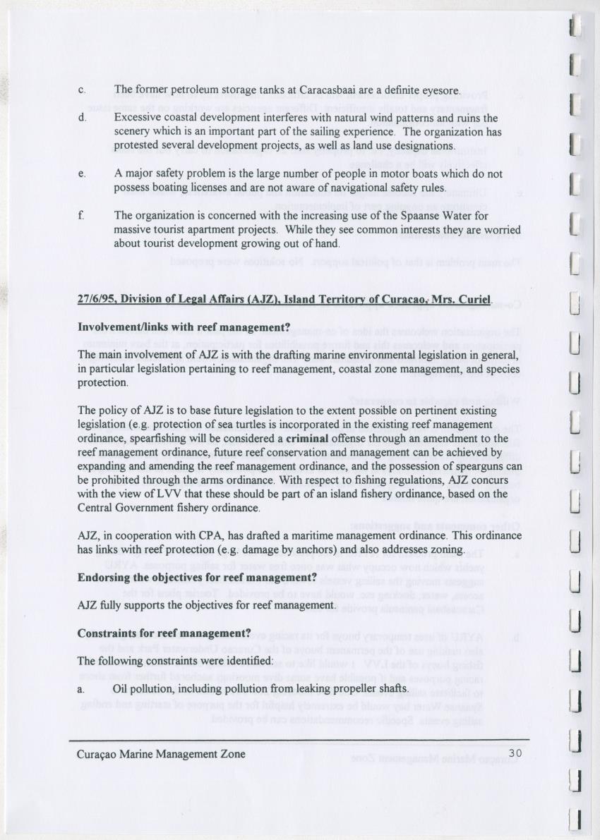 z Curacao marine management zone - A plan for sustainable use of Curacao's reef resources - New Page