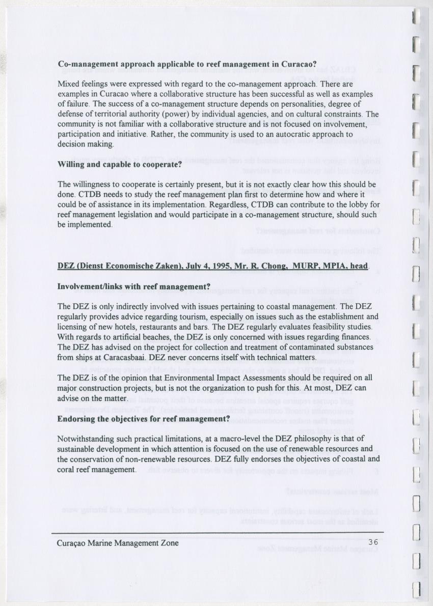 z Curacao marine management zone - A plan for sustainable use of Curacao's reef resources - New Page