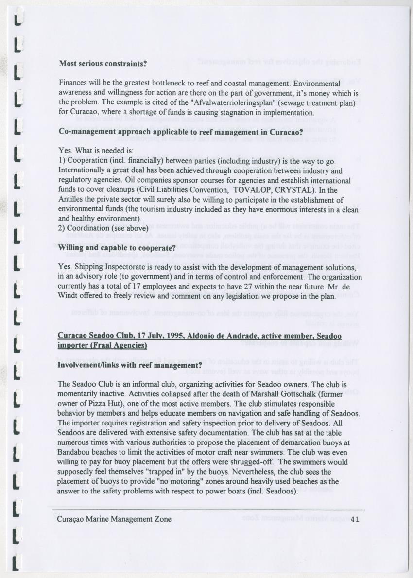 z Curacao marine management zone - A plan for sustainable use of Curacao's reef resources - New Page
