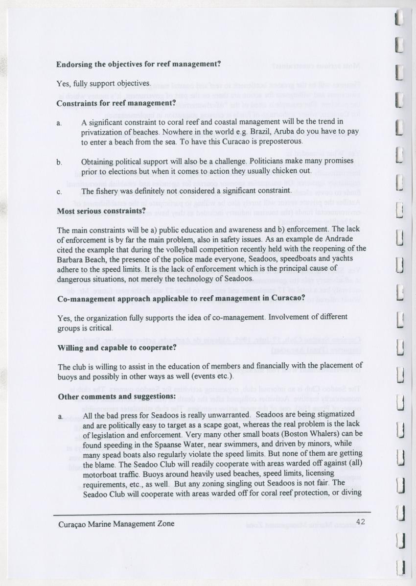 z Curacao marine management zone - A plan for sustainable use of Curacao's reef resources - New Page
