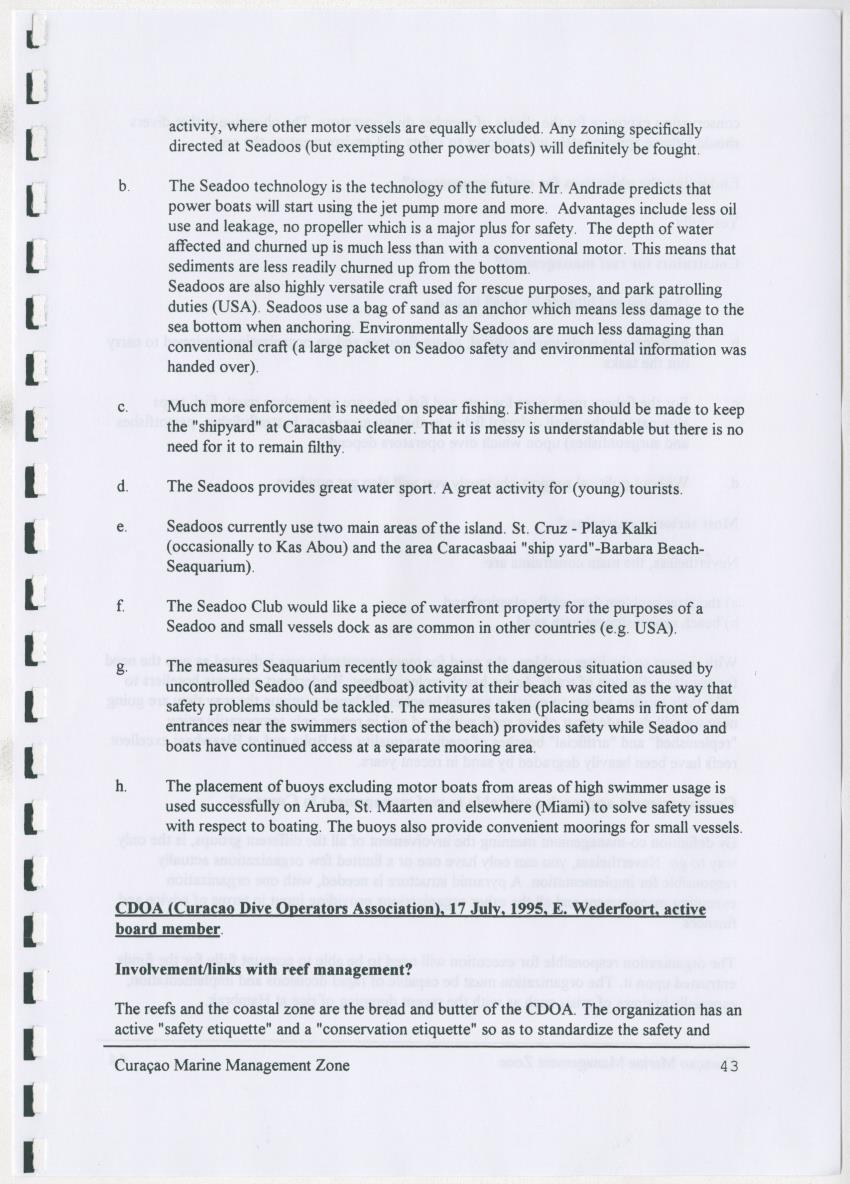 z Curacao marine management zone - A plan for sustainable use of Curacao's reef resources - New Page