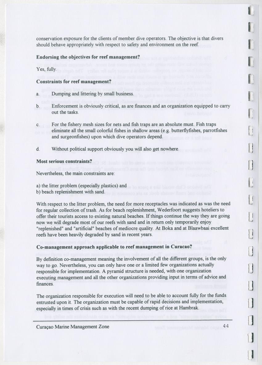 z Curacao marine management zone - A plan for sustainable use of Curacao's reef resources - New Page