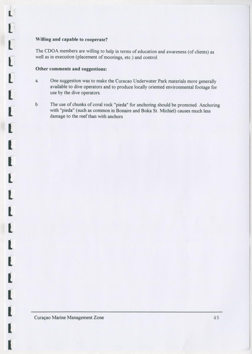 z Curacao marine management zone - A plan for sustainable use of Curacao's reef resources - New Page