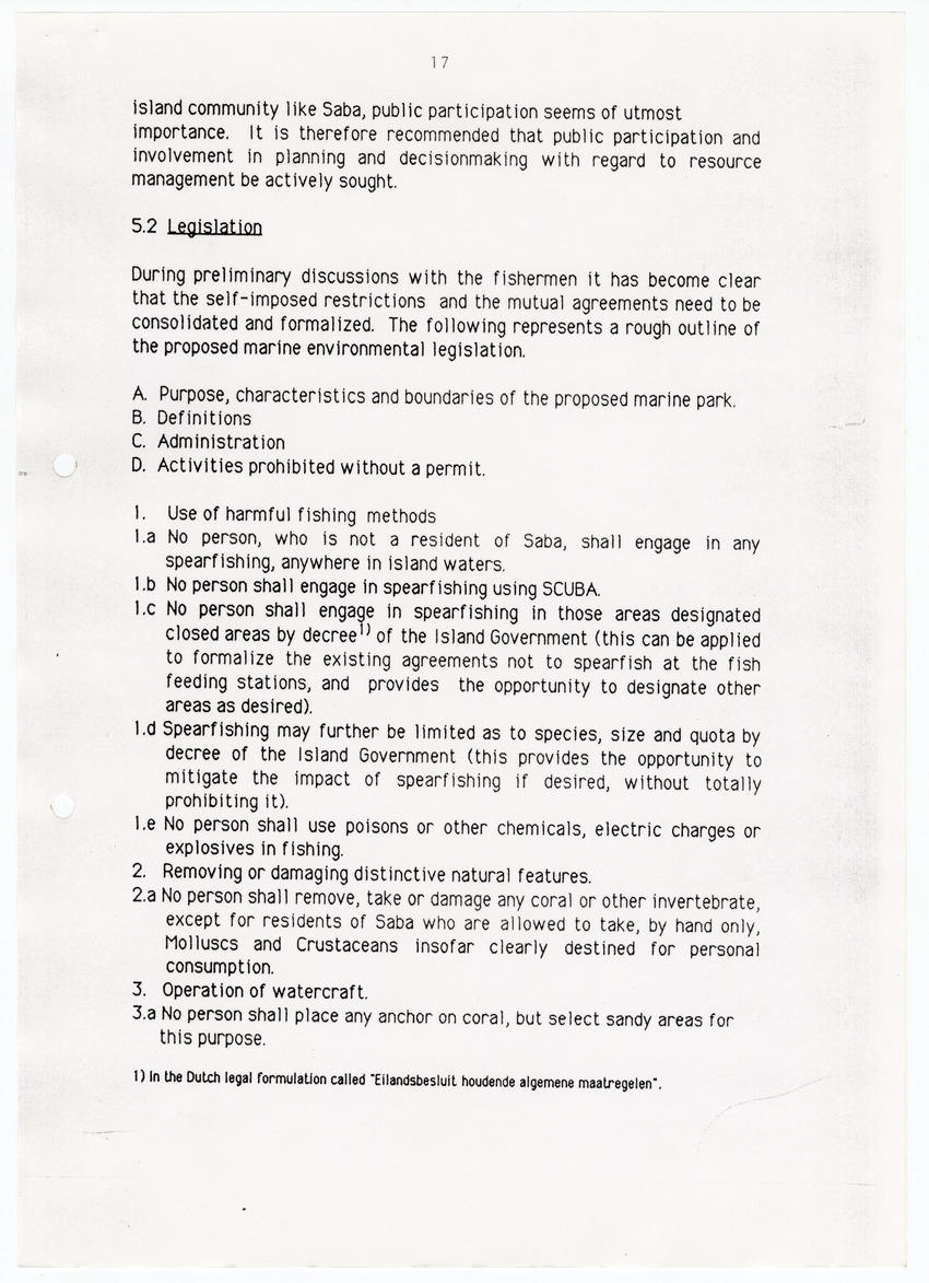 Saba Marine Park - A proposal for integrated marine resource management in Saba - New Page