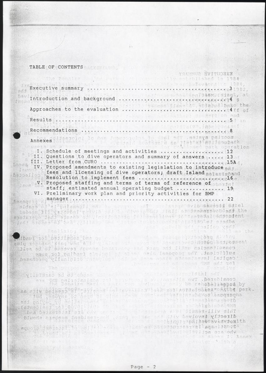 z Rehabilitation of the Bonaire Marine Park - Report of an evaluation of the existing situation. Recommendations and action plan for improvements - New Page