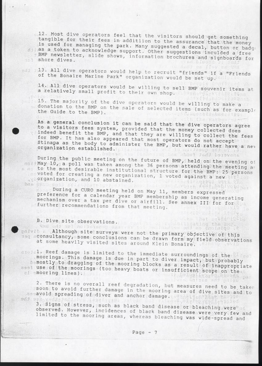 z Rehabilitation of the Bonaire Marine Park - Report of an evaluation of the existing situation. Recommendations and action plan for improvements - New Page