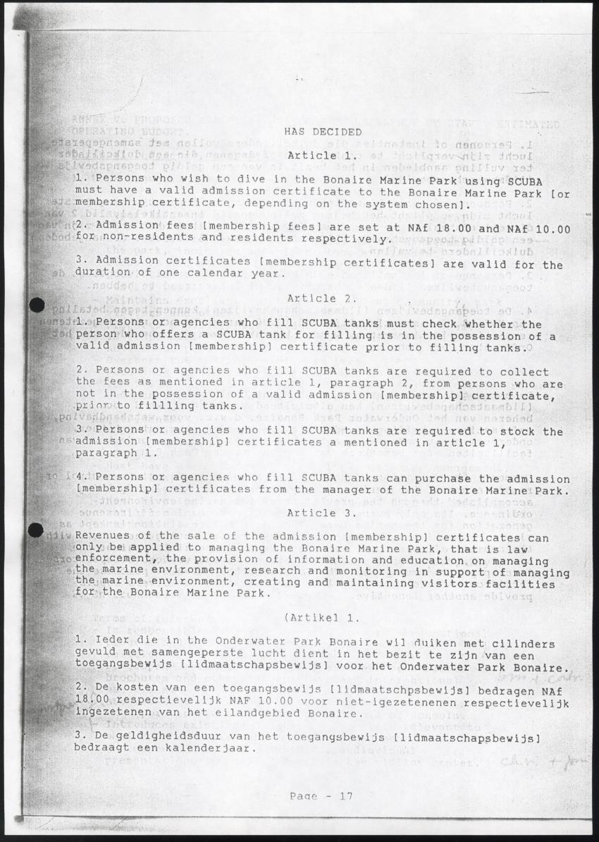 z Rehabilitation of the Bonaire Marine Park - Report of an evaluation of the existing situation. Recommendations and action plan for improvements - New Page