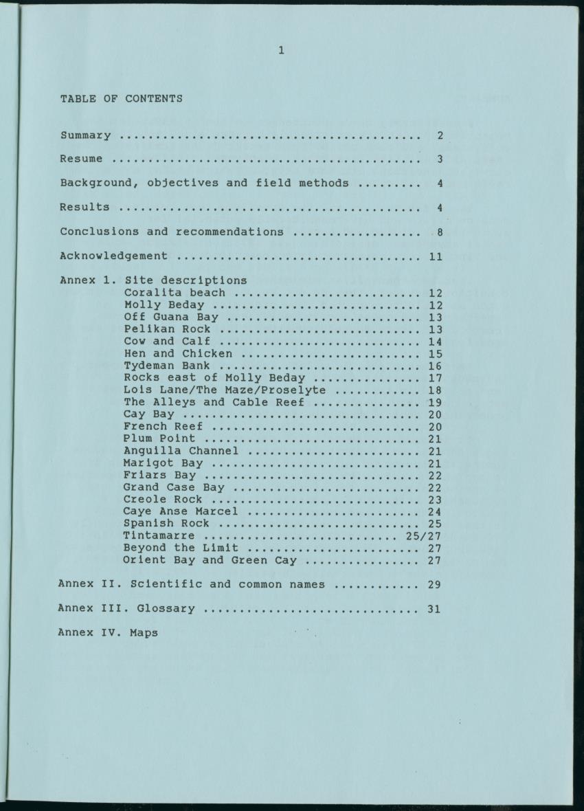 z Towards conservation of the marine environment St. Maarten / St. Martin - report of a preliminary reef survey prepared for Stinapa St. Maarten - New Page