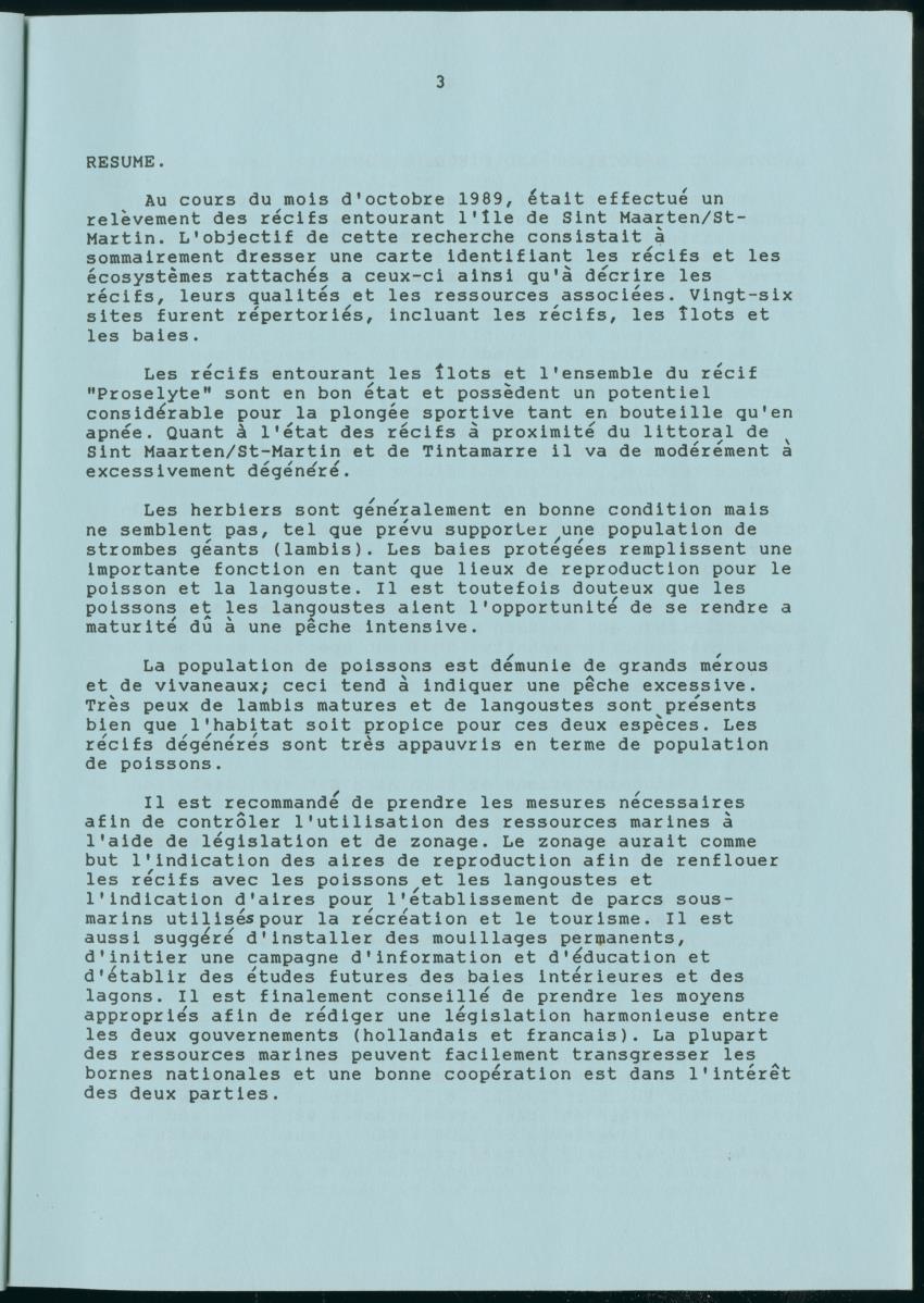 z Towards conservation of the marine environment St. Maarten / St. Martin - report of a preliminary reef survey prepared for Stinapa St. Maarten - New Page