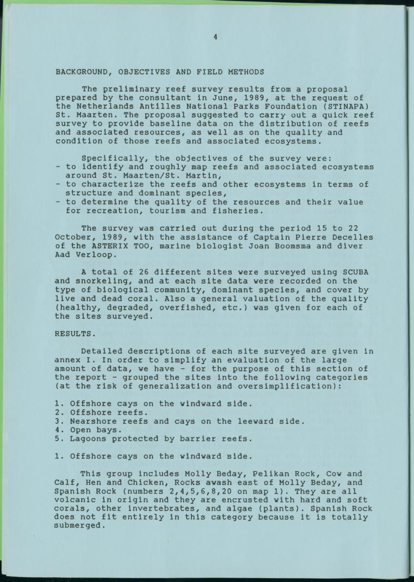 z Towards conservation of the marine environment St. Maarten / St. Martin - report of a preliminary reef survey prepared for Stinapa St. Maarten - New Page