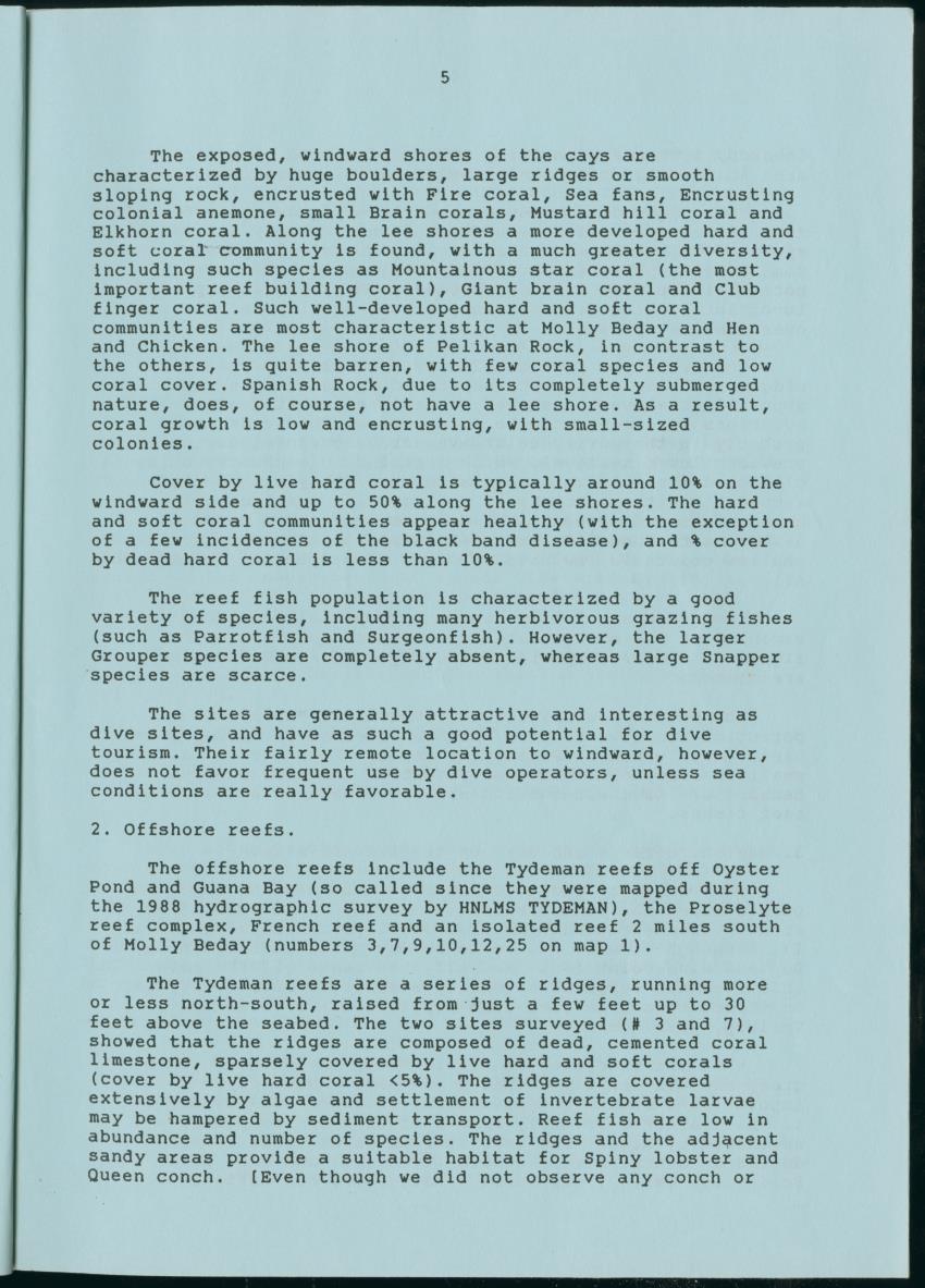 z Towards conservation of the marine environment St. Maarten / St. Martin - report of a preliminary reef survey prepared for Stinapa St. Maarten - New Page