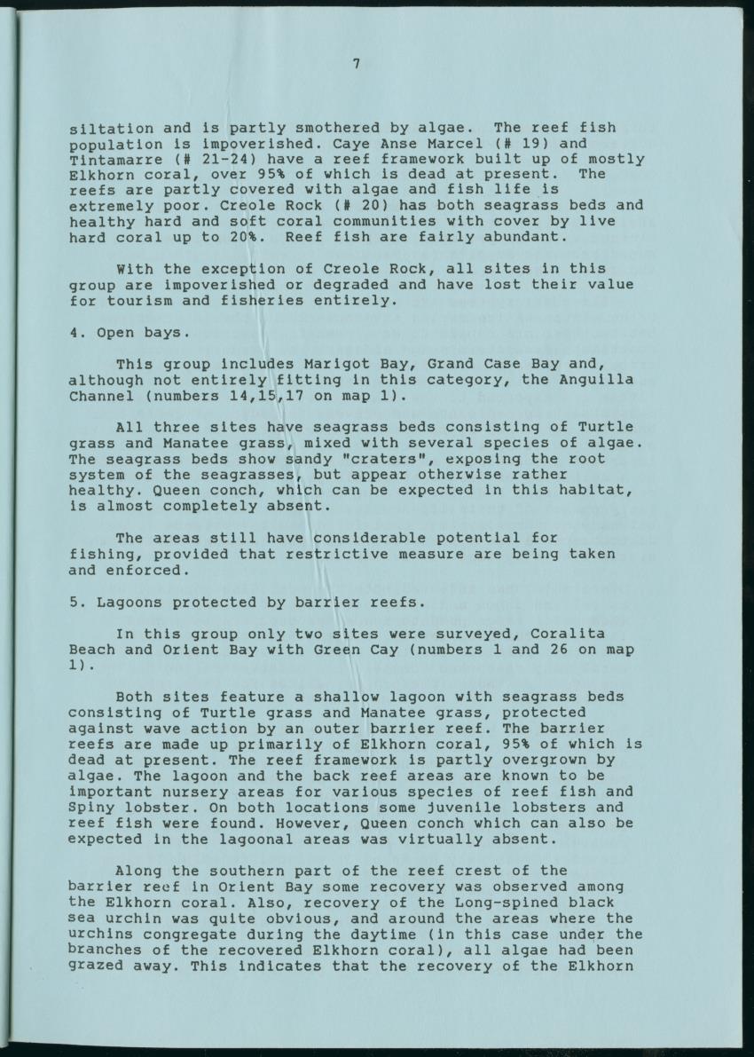 z Towards conservation of the marine environment St. Maarten / St. Martin - report of a preliminary reef survey prepared for Stinapa St. Maarten - New Page