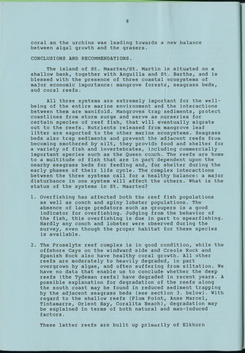 z Towards conservation of the marine environment St. Maarten / St. Martin - report of a preliminary reef survey prepared for Stinapa St. Maarten - New Page