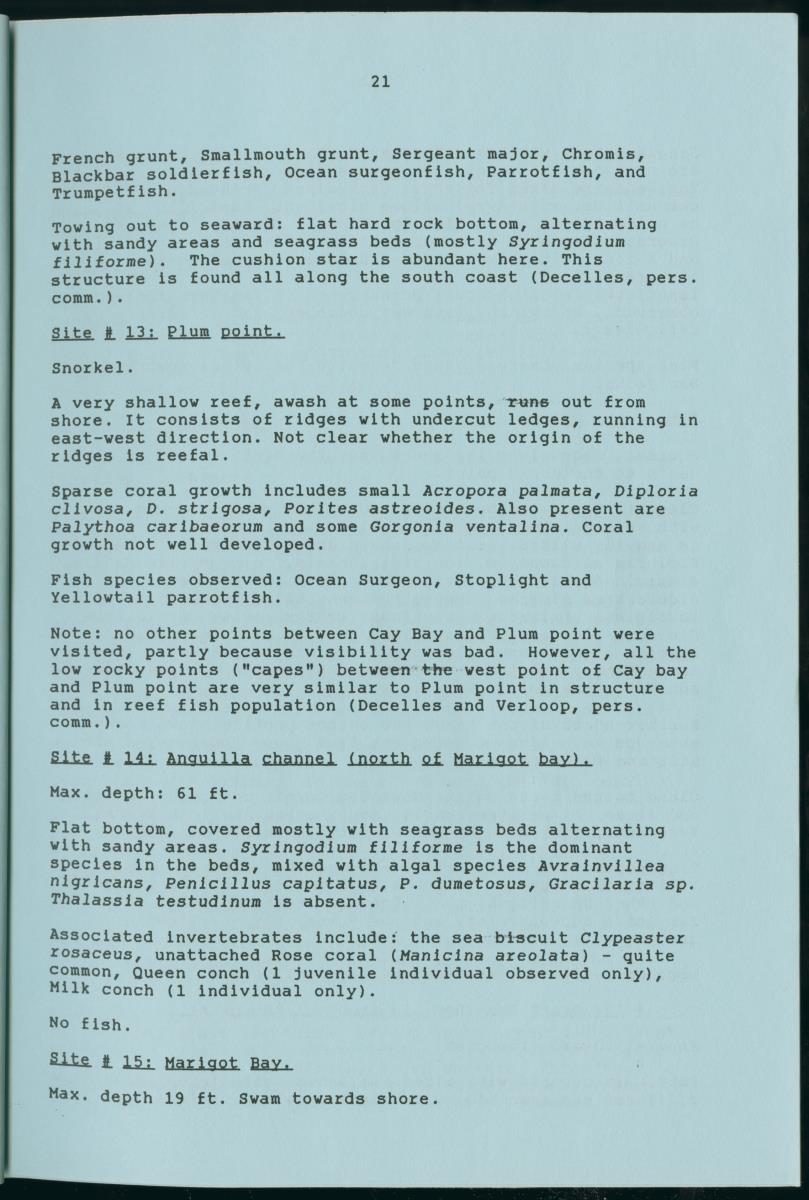 z Towards conservation of the marine environment St. Maarten / St. Martin - report of a preliminary reef survey prepared for Stinapa St. Maarten - New Page