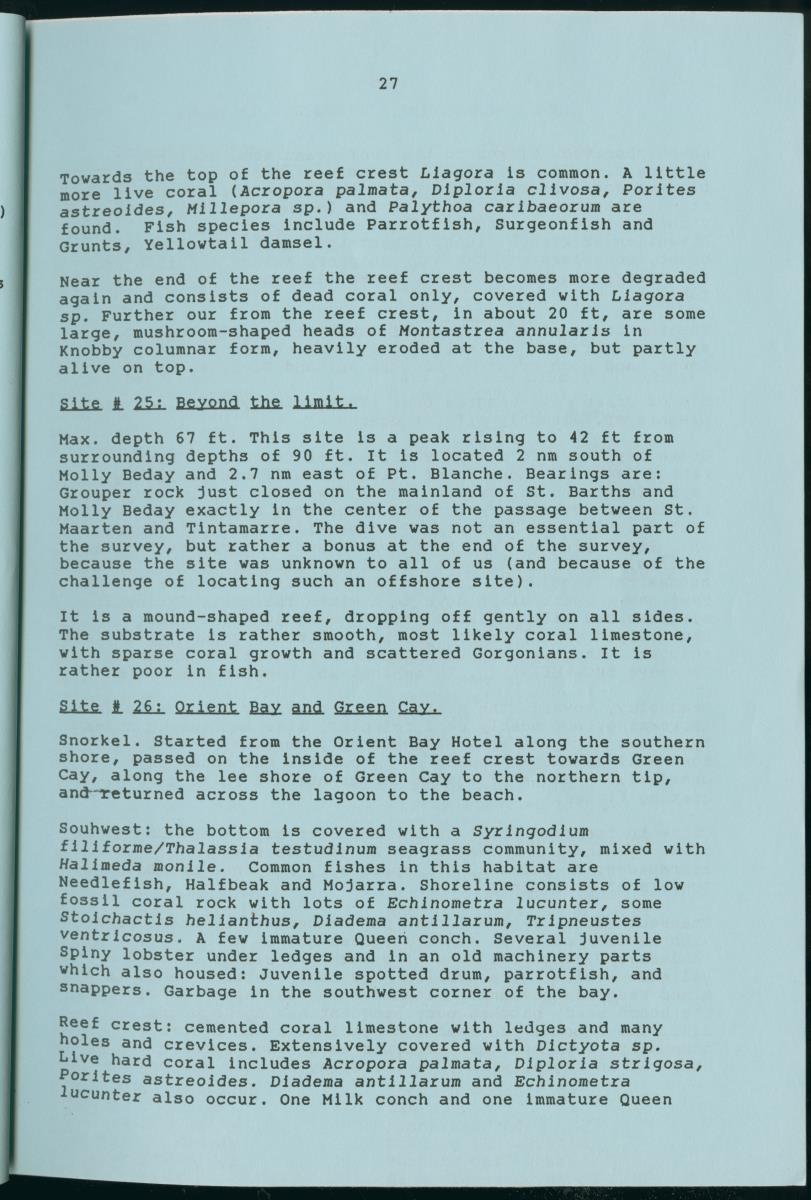 z Towards conservation of the marine environment St. Maarten / St. Martin - report of a preliminary reef survey prepared for Stinapa St. Maarten - New Page