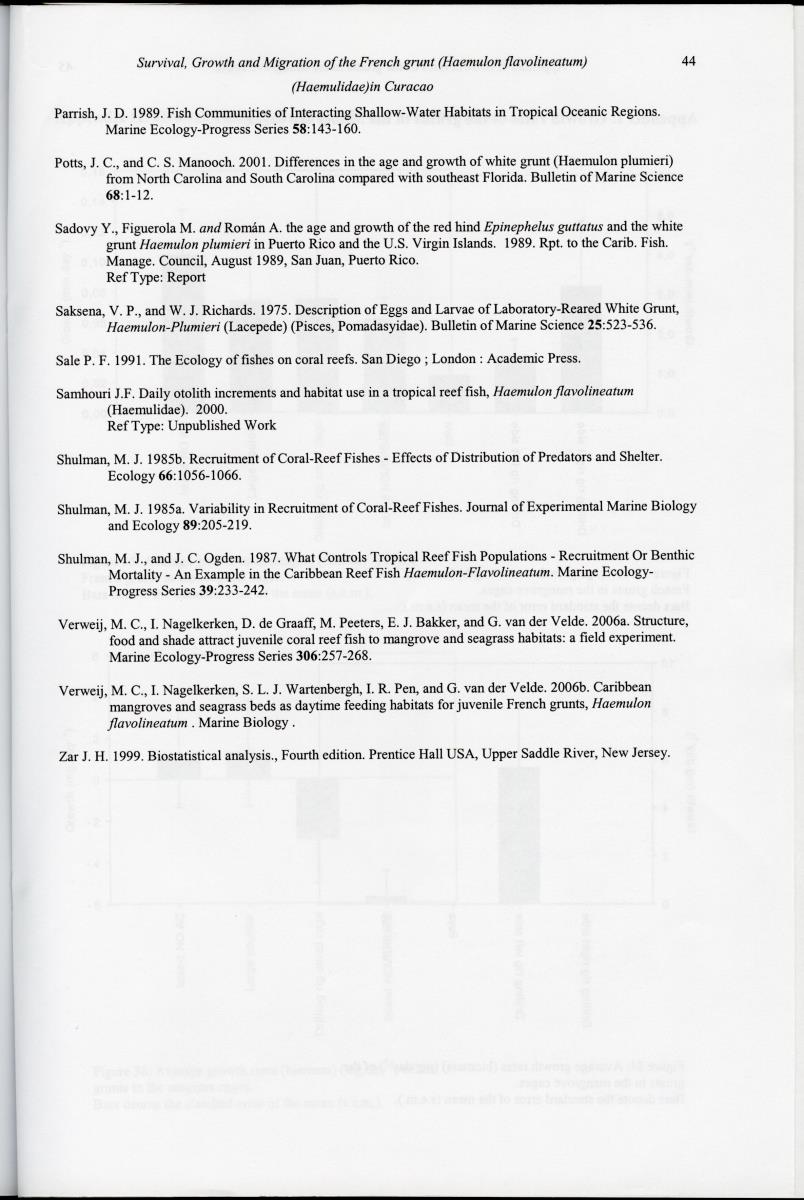 z Survival, Growth and Migration of the French grunt (Haemulon flavolineatum) (Haemulidae) in Curacao - New Page