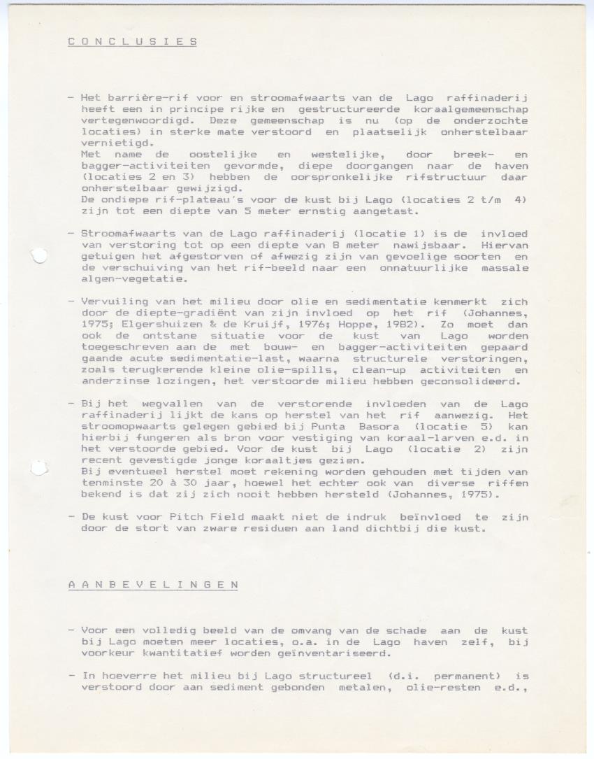 z Orienterend onderzoek naar de invloed van vervuiling op de kust bij de Lago raffinaderij, Aruba - New Page