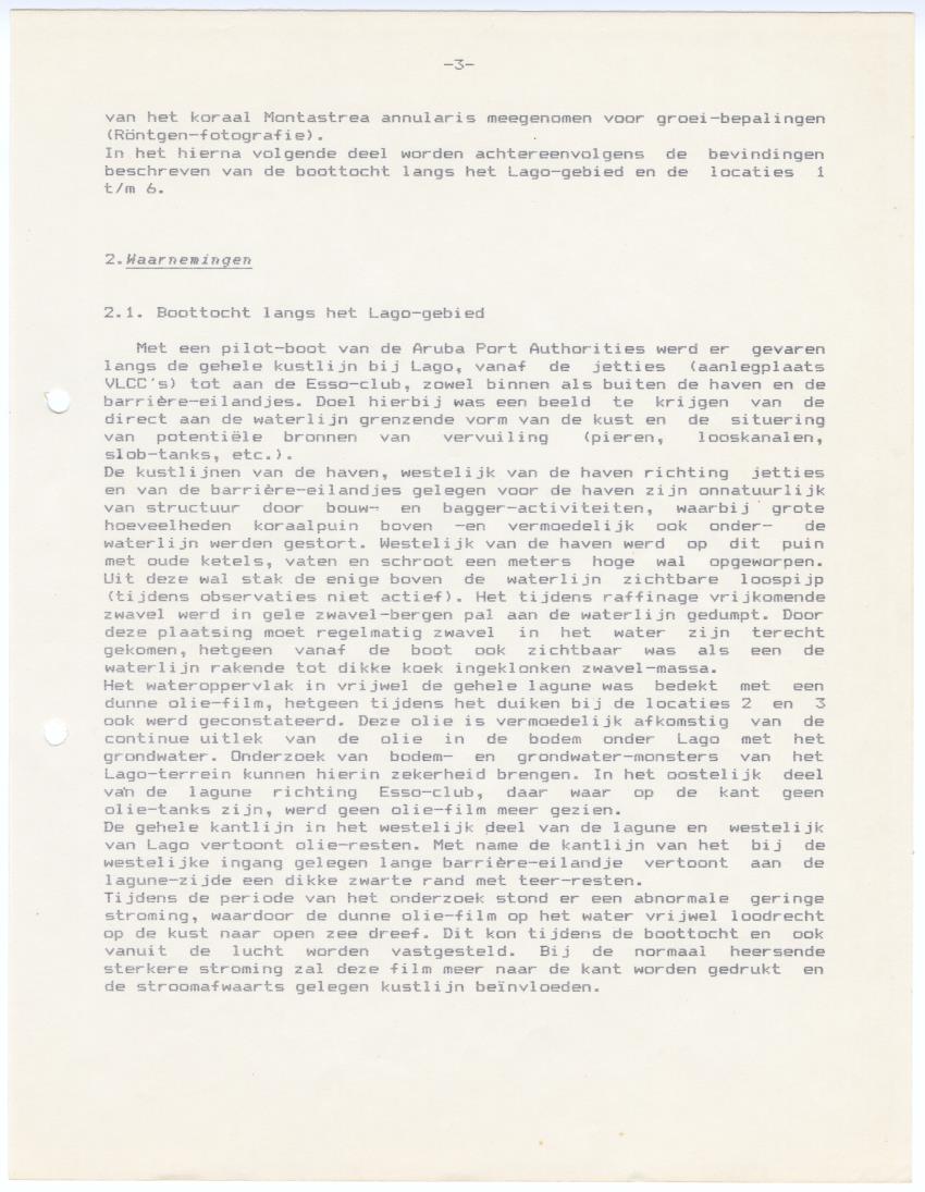 z Orienterend onderzoek naar de invloed van vervuiling op de kust bij de Lago raffinaderij, Aruba - New Page