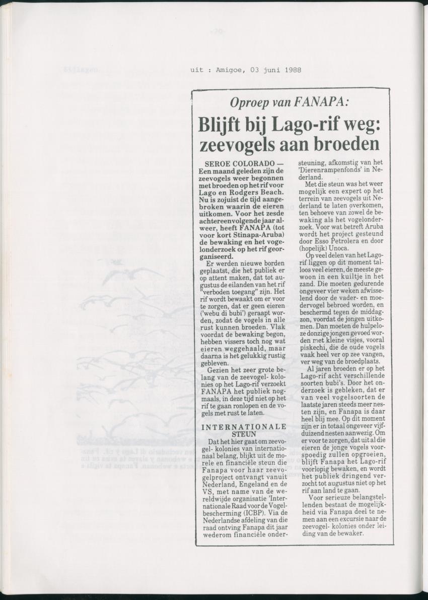 z Bescherming van zeevogels op het Lago-rif, Aruba, in 1988 - New Page