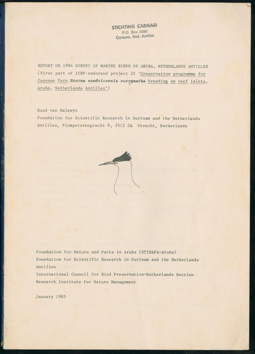 Z Report on 1984 survey of marine birds of Aruba, Netherlands Antilles - New Page