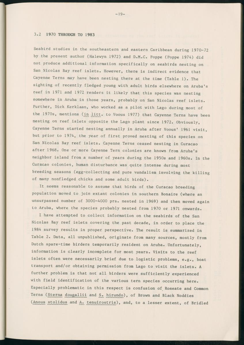 Z Report on 1984 survey of marine birds of Aruba, Netherlands Antilles - New Page